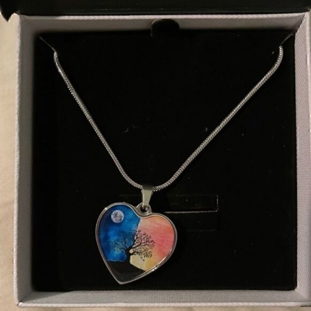 Spiritual Sun & Moon - Heart Necklace Stainless Steel